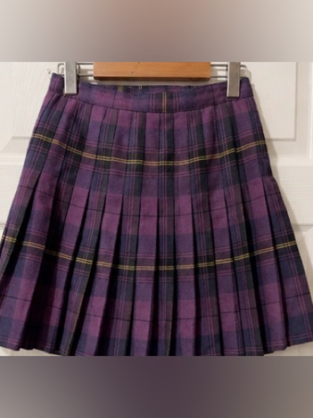 Vintage Neat Uniforms Purple Plaid Pleated Mini Skirt Size 7 XS Y2K - Picture 3 of 4